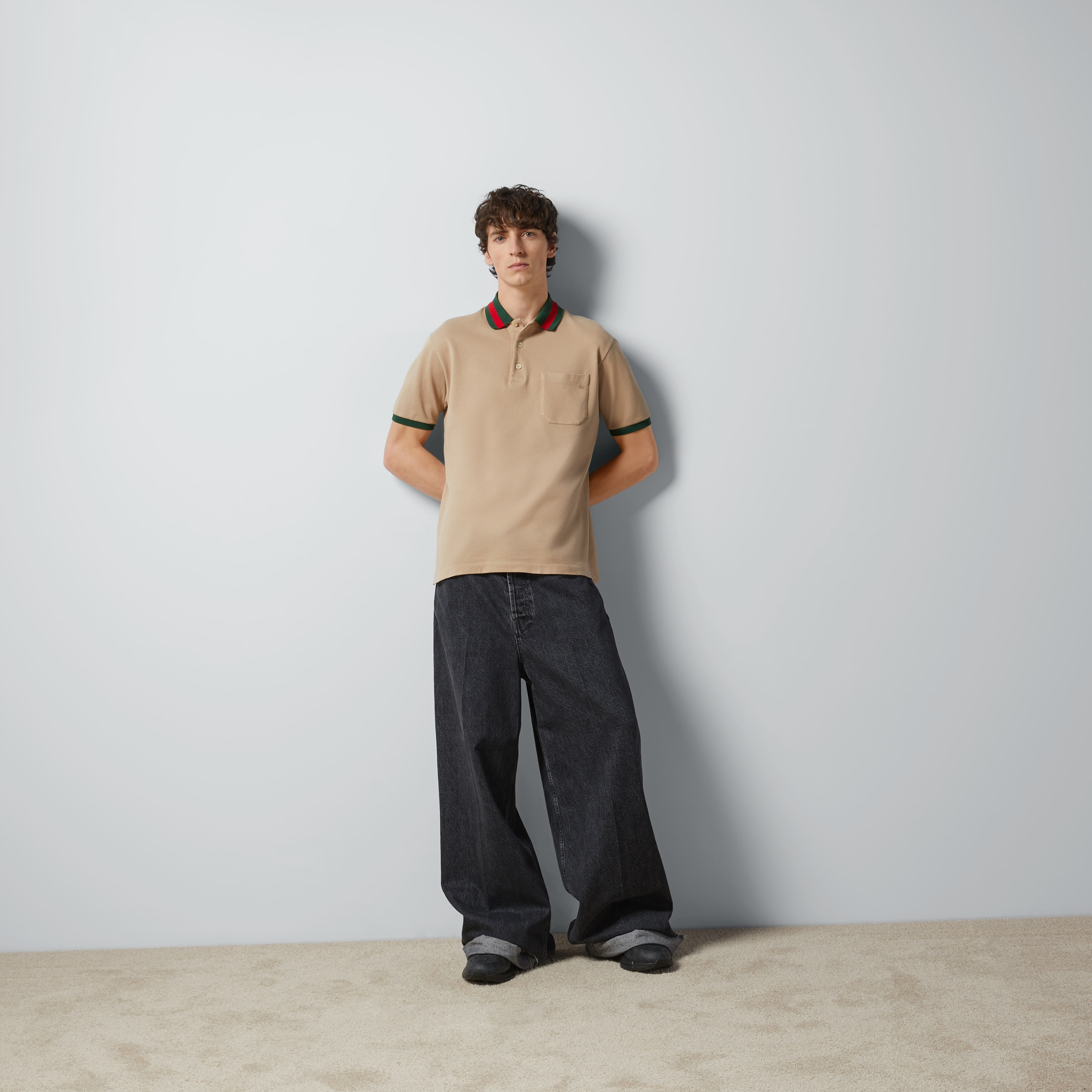 Cotton piquet polo with Web collar - 2