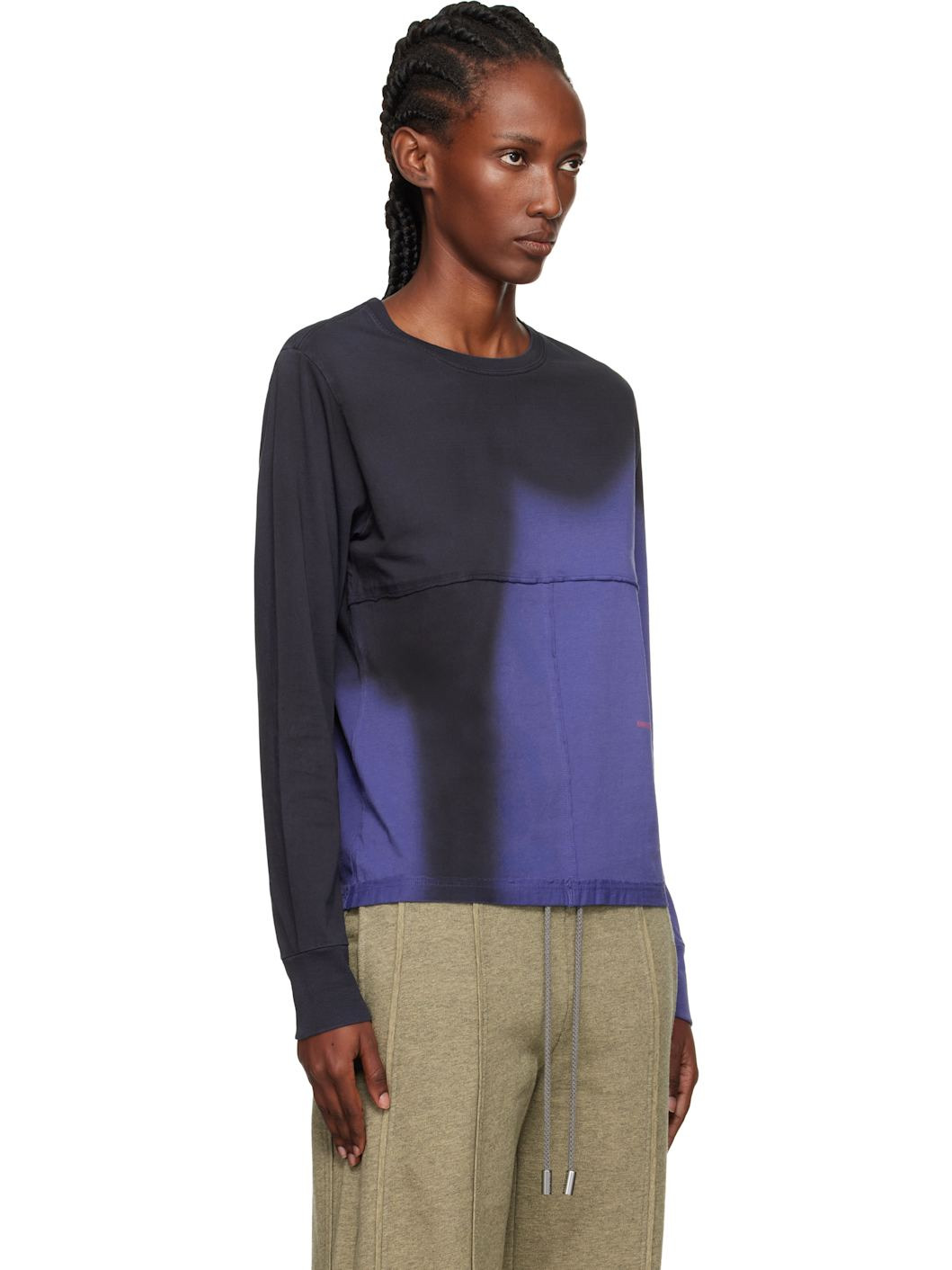 Navy Lapped Long Sleeve T-shirt - 2
