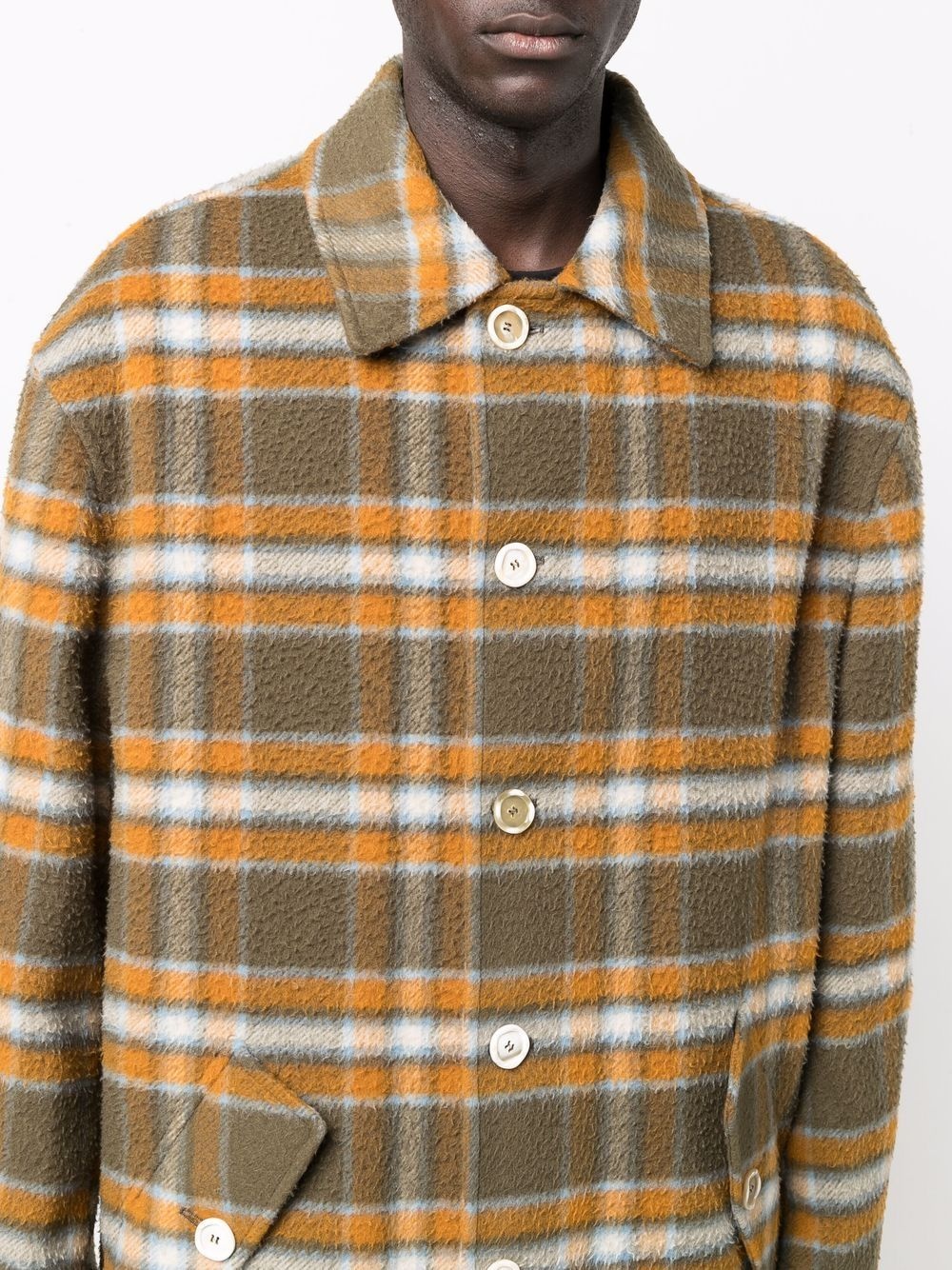 checked single breasted coat - 5