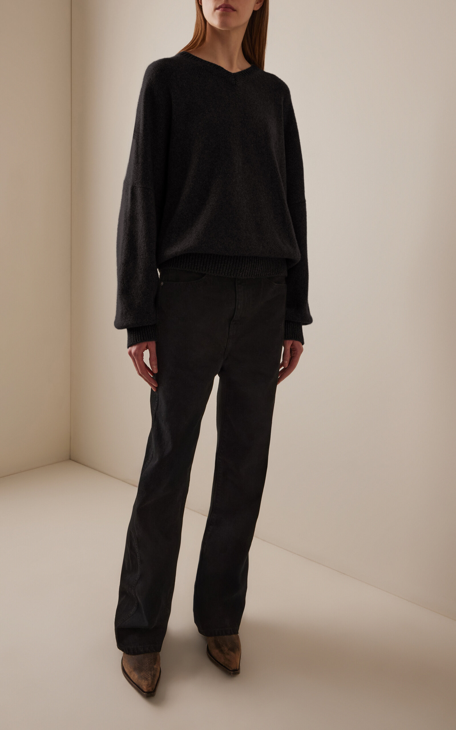 Wolfe Oversized Knit Cashmere Sweater black - 3