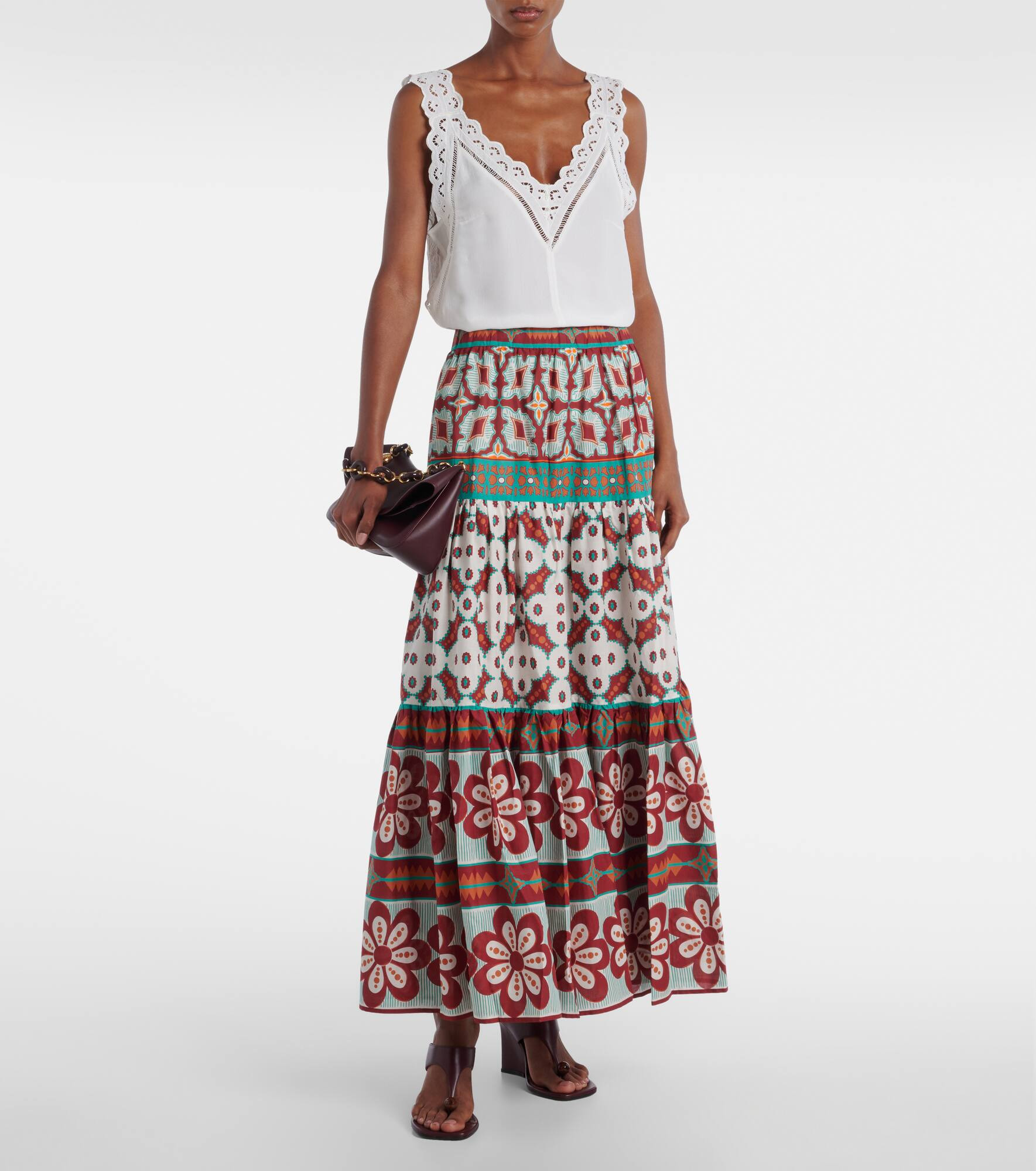 Big printed tiered cotton maxi skirt - 2