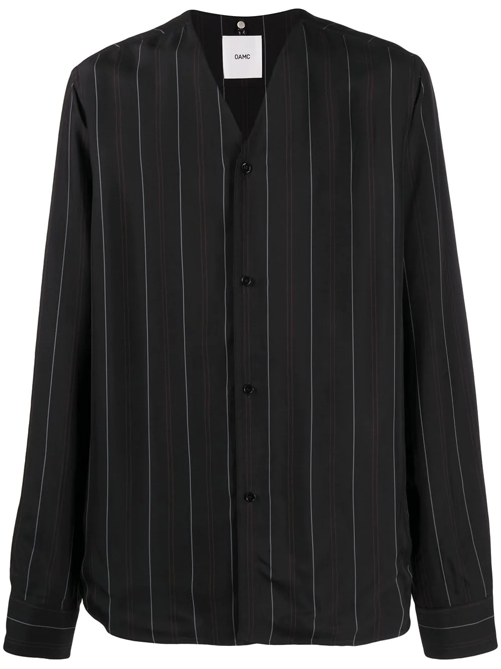 pinstriped V-neck shirt  - 1