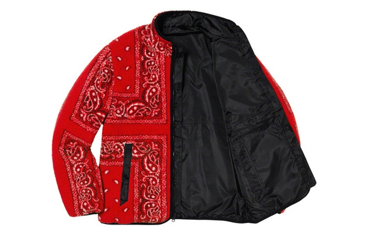 Supreme Reversible Bandana Fleece Jacket 'Red' SUP-FW19-342 - 3