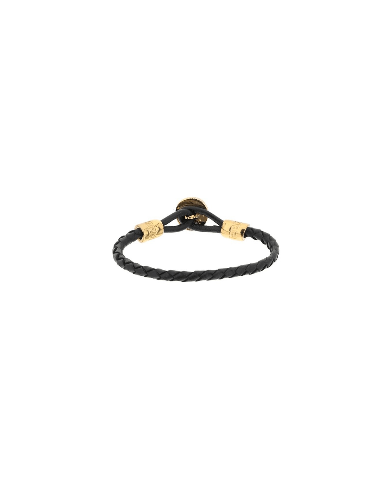 'medusa Biggie' Black Leather And Metal Bracelet - 2