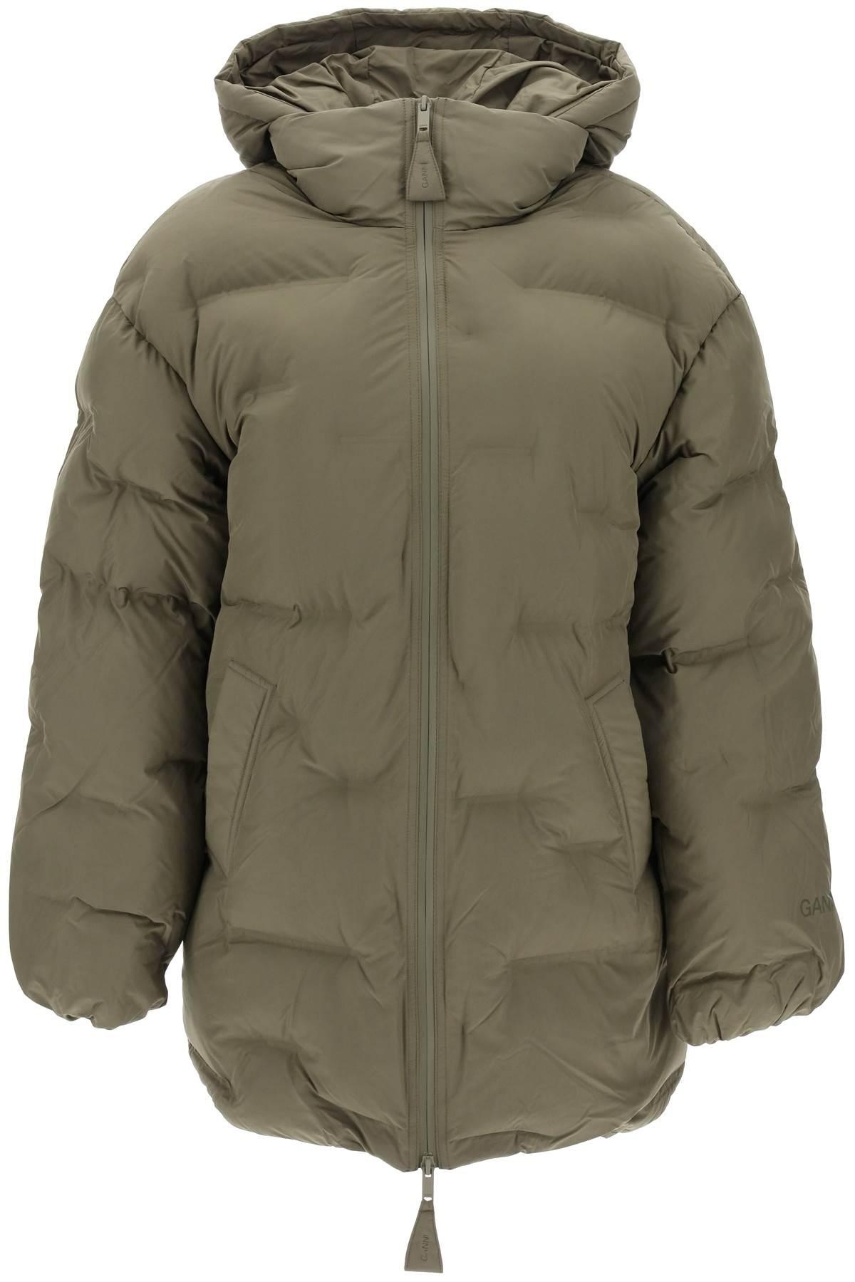 MIDI PUFFER JACKET WITH DETACHABLE HOOD - 1