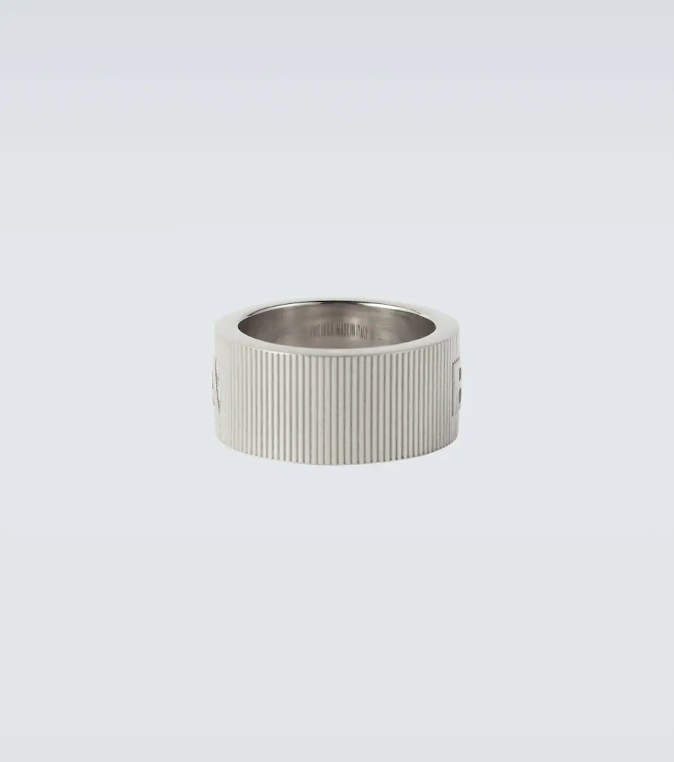 BALENCIAGA Force Striped sterling silver ring | mytheresa