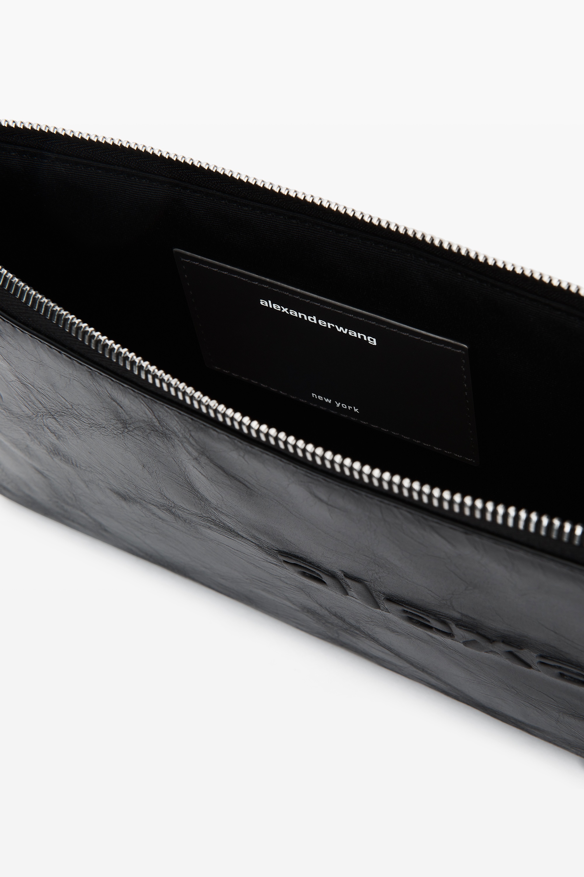 zip pouch in crackle patent leather - 4
