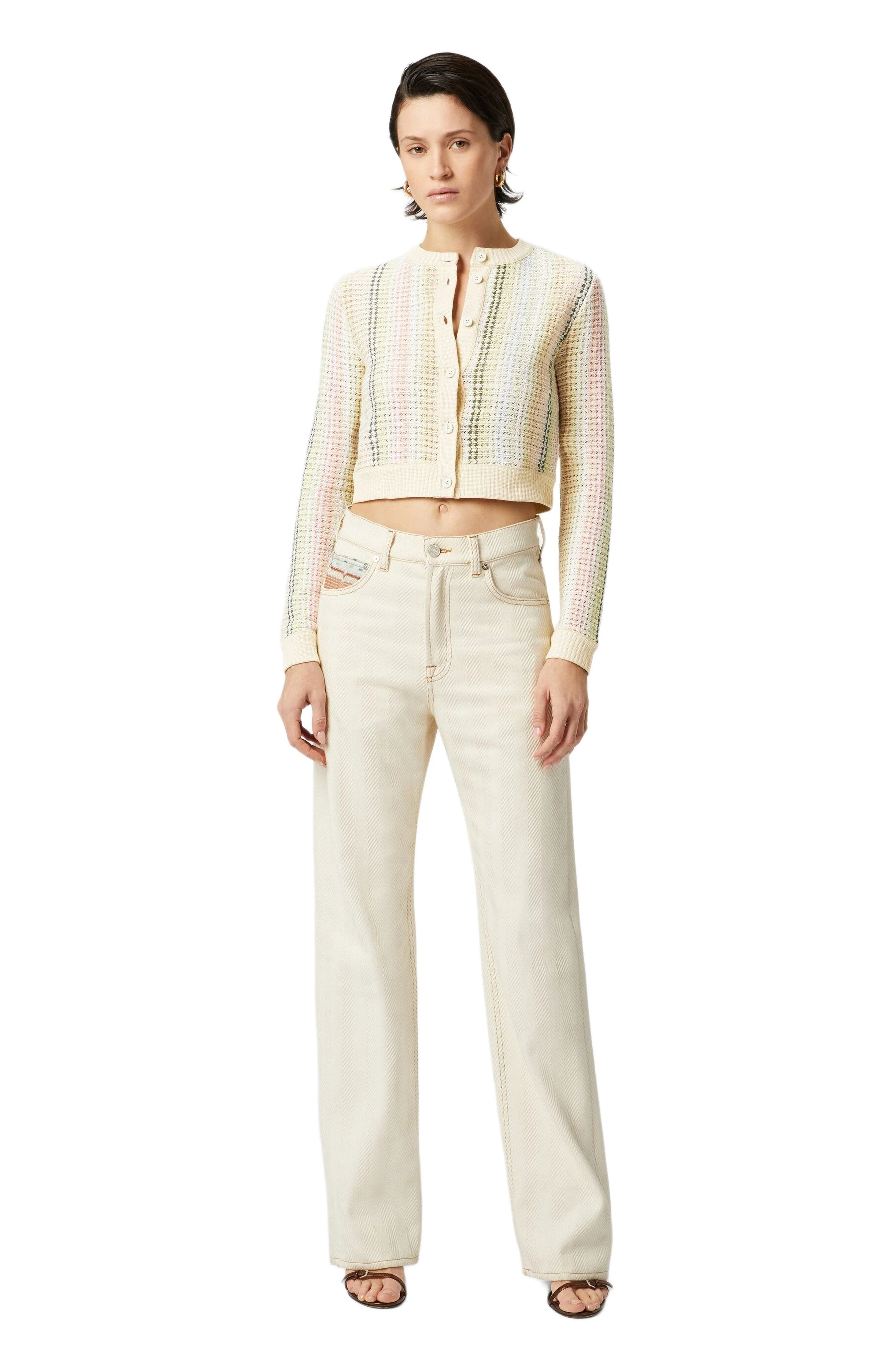 Missoni Crewneck Cardigan In Cotton Blend Caperdoni Motif in Multicoloured 2 at Nordstrom - 1