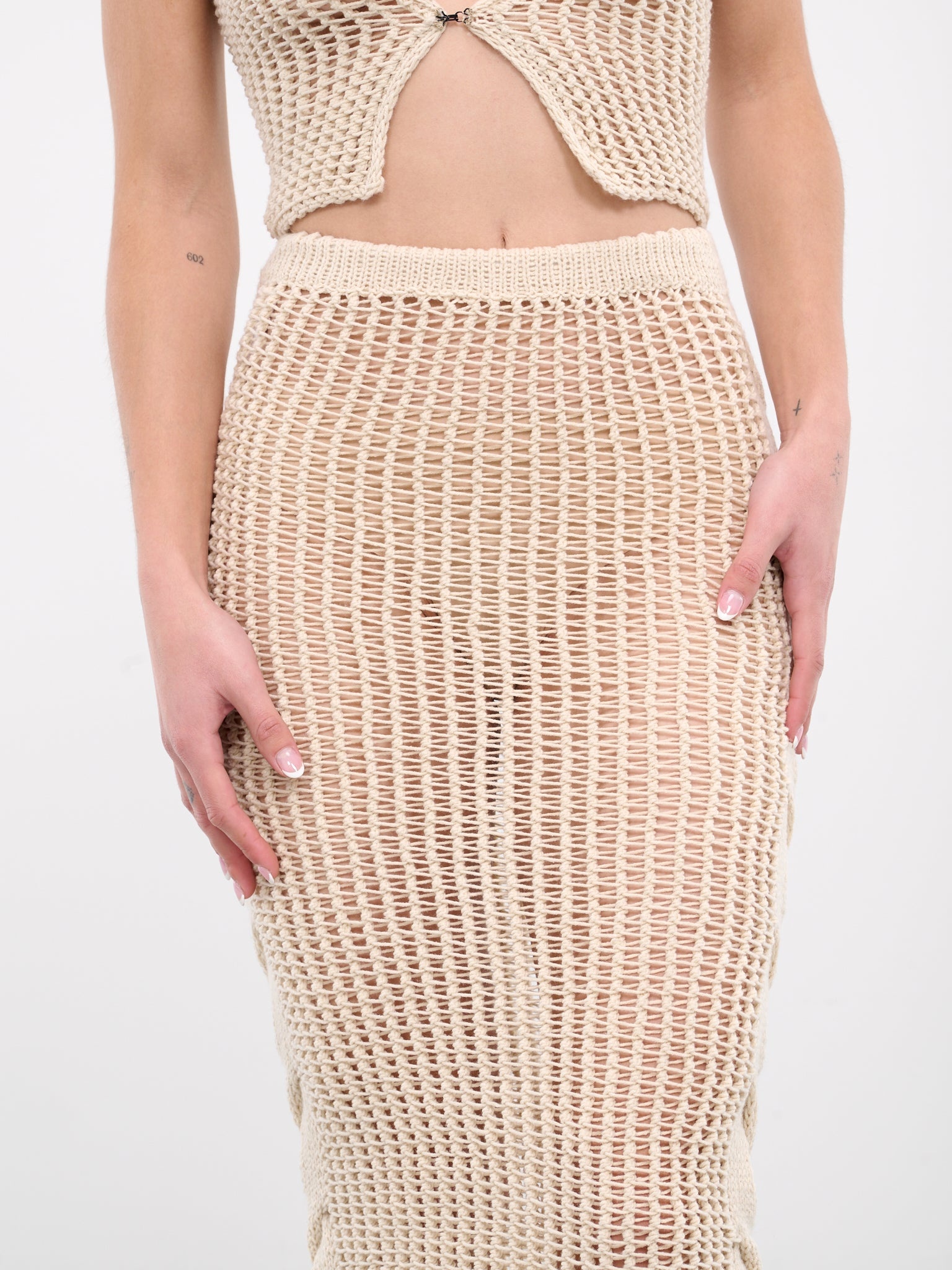 Open Knit Midi Skirt - 5