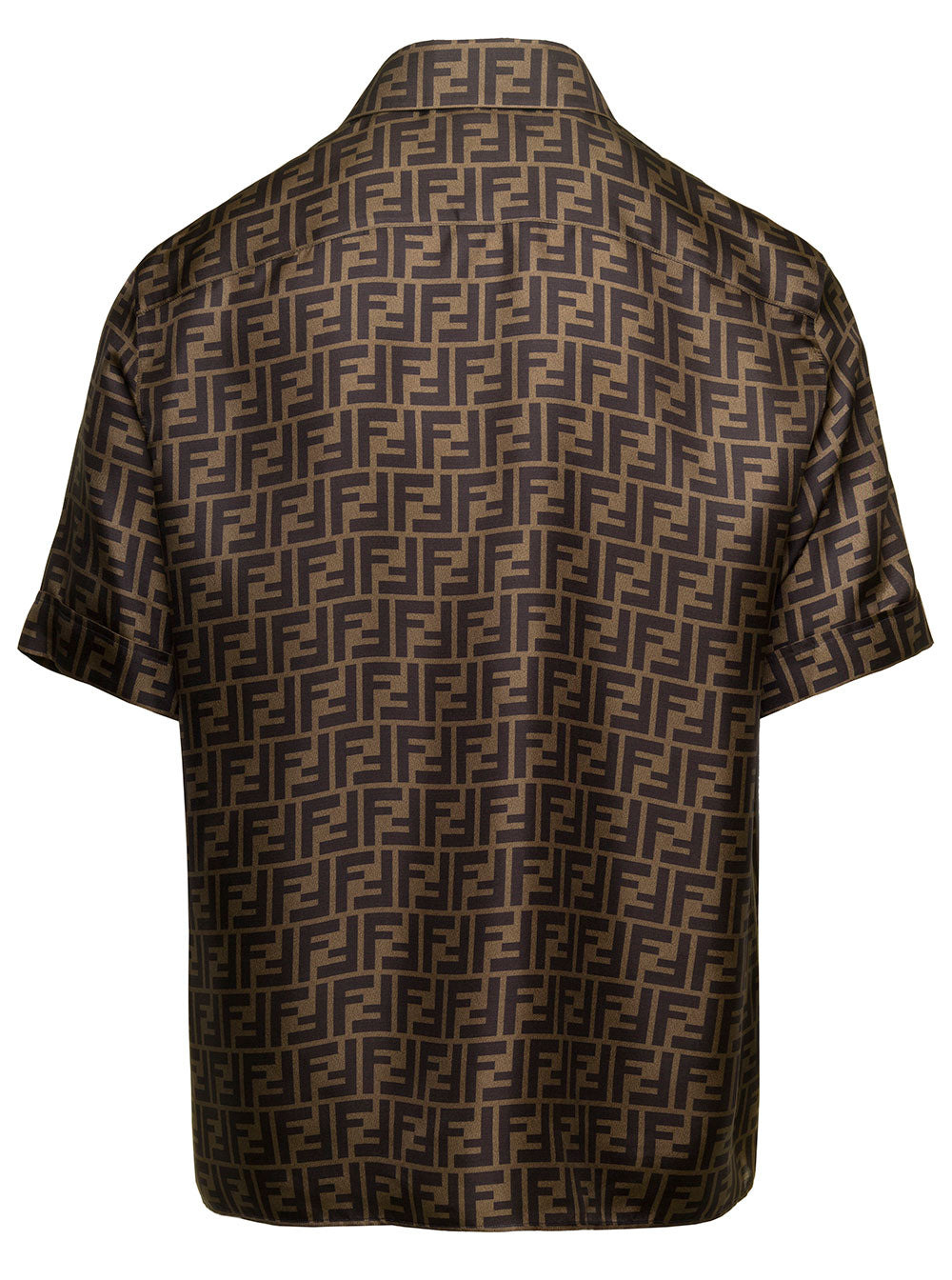 Fendi Men Brown Shirt With Ff Motif In Silk Man - 2