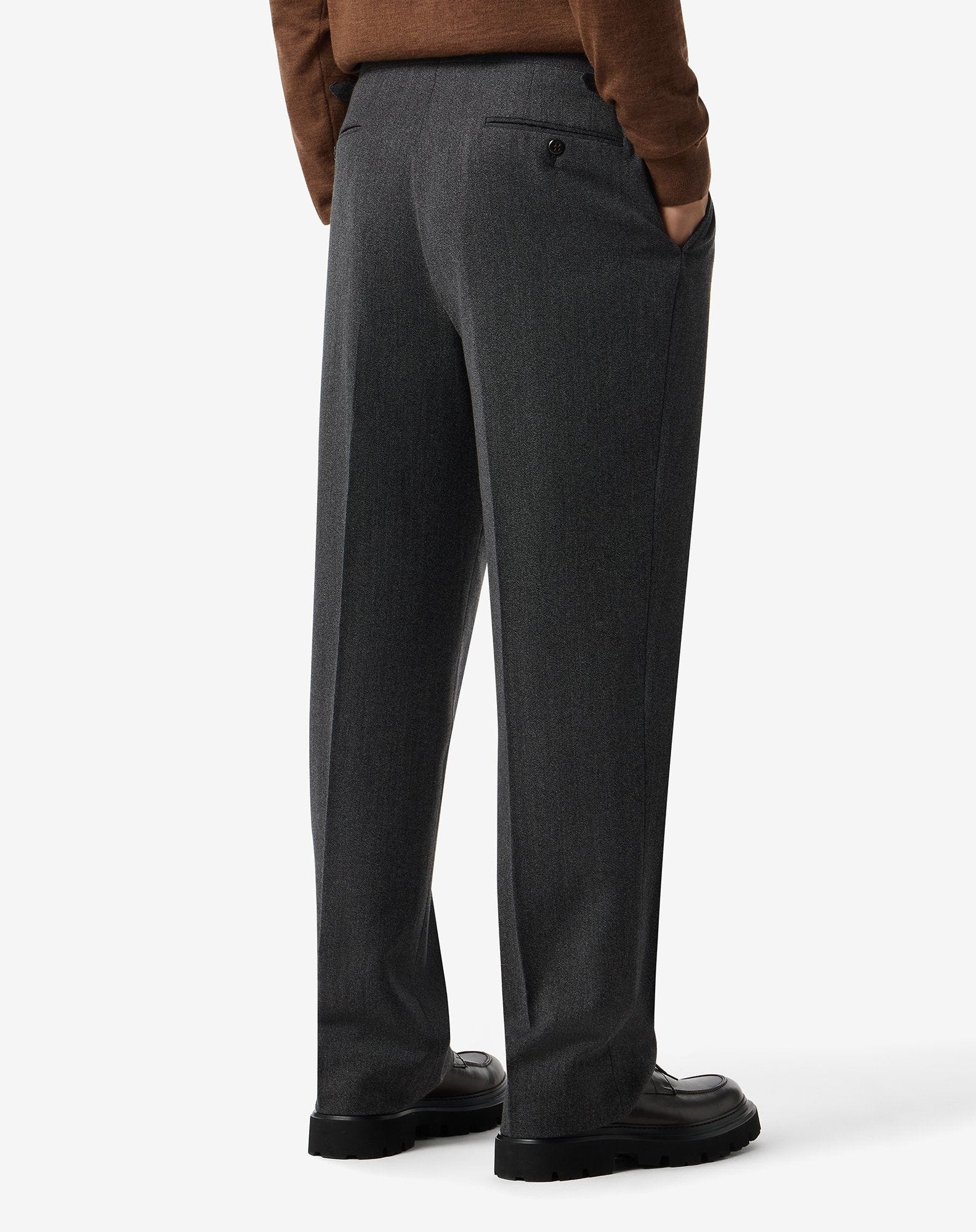 Grey wool and cotton trousers - 4