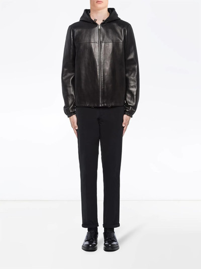 Prada hooded leather jacket outlook