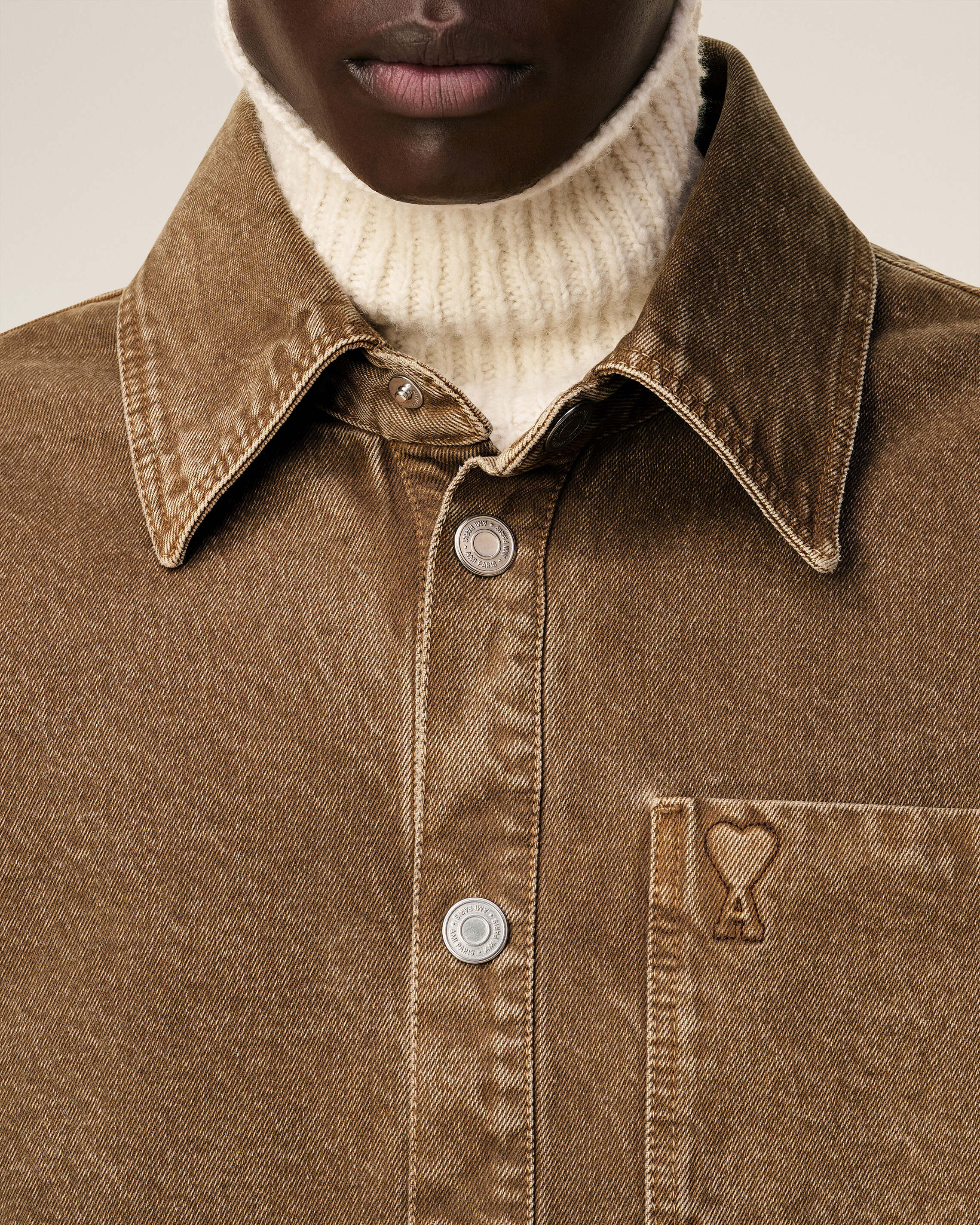 BROWN COTTON AMI DE COEUR OVERSHIRT - 4