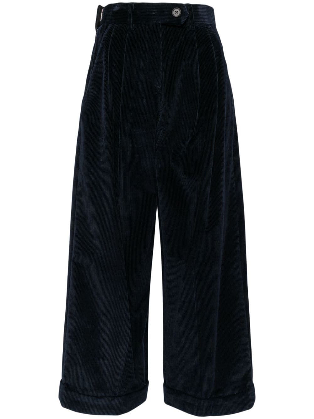 corduroy pleat-detail trousers - 1