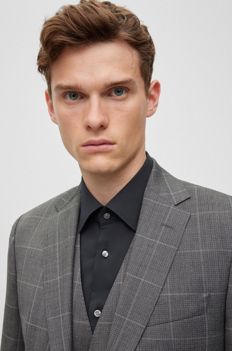 THREE-PIECE REGULAR-FIT SUIT IN CHECKED VIRGIN WOOL 5