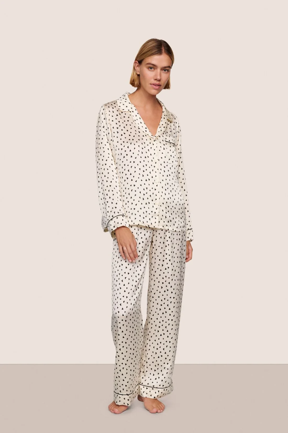 Inez Washable Silk Printed Long PJ Set - 1