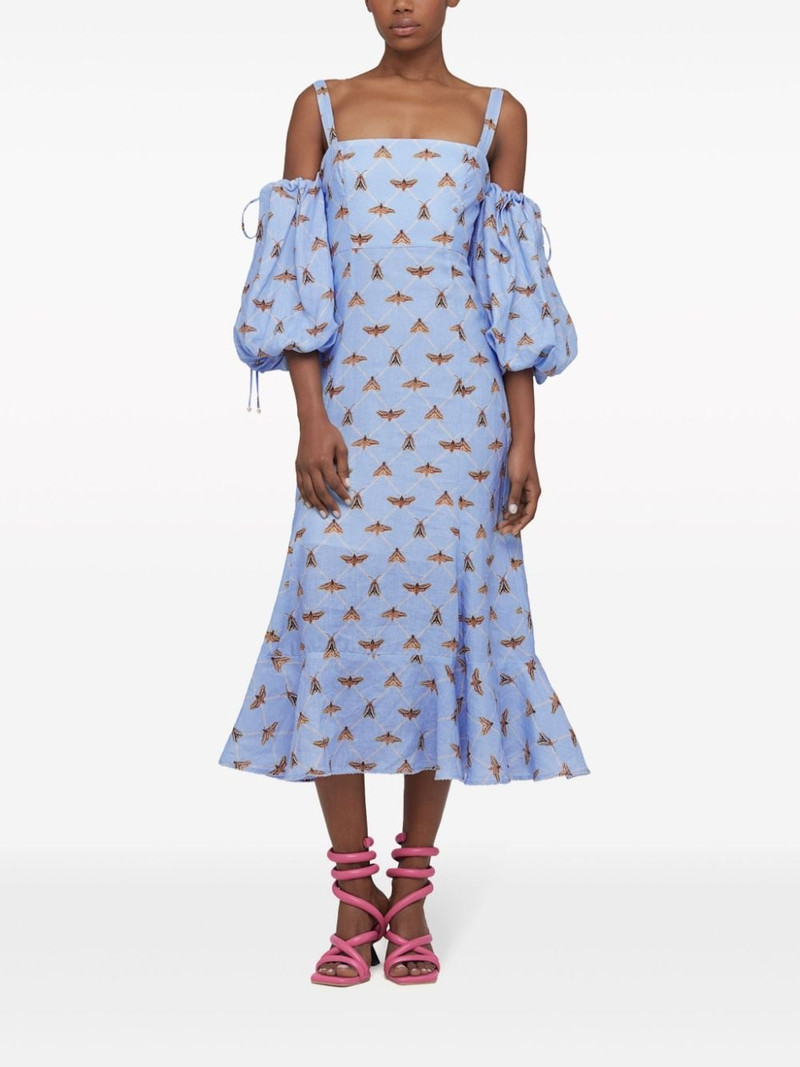 Agua by Agua Bendita Mercedes Polilla linen midi dress outlook
