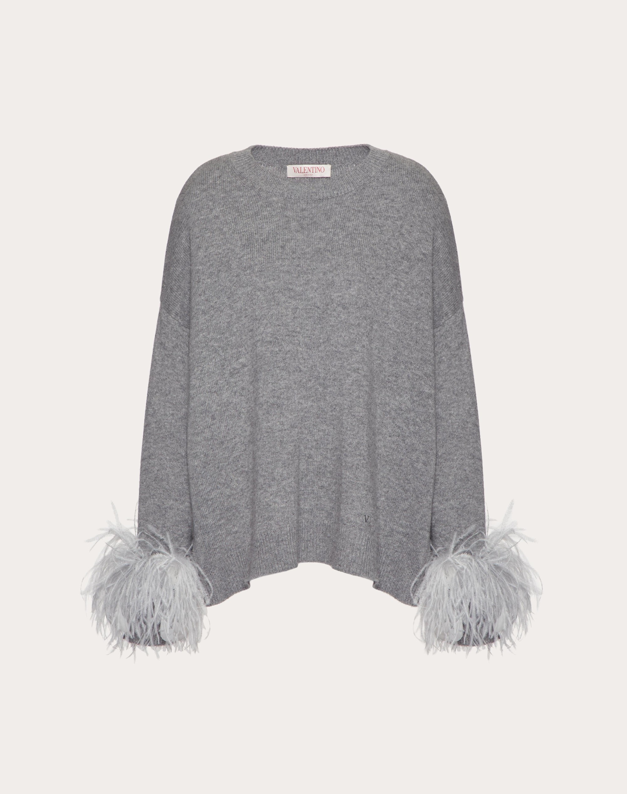 WOOL SWEATER WITH FEATHERS - 1