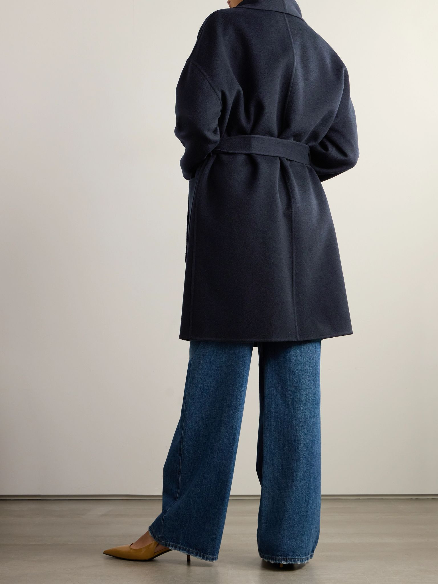 Jed belted cashmere coat Navy - 4
