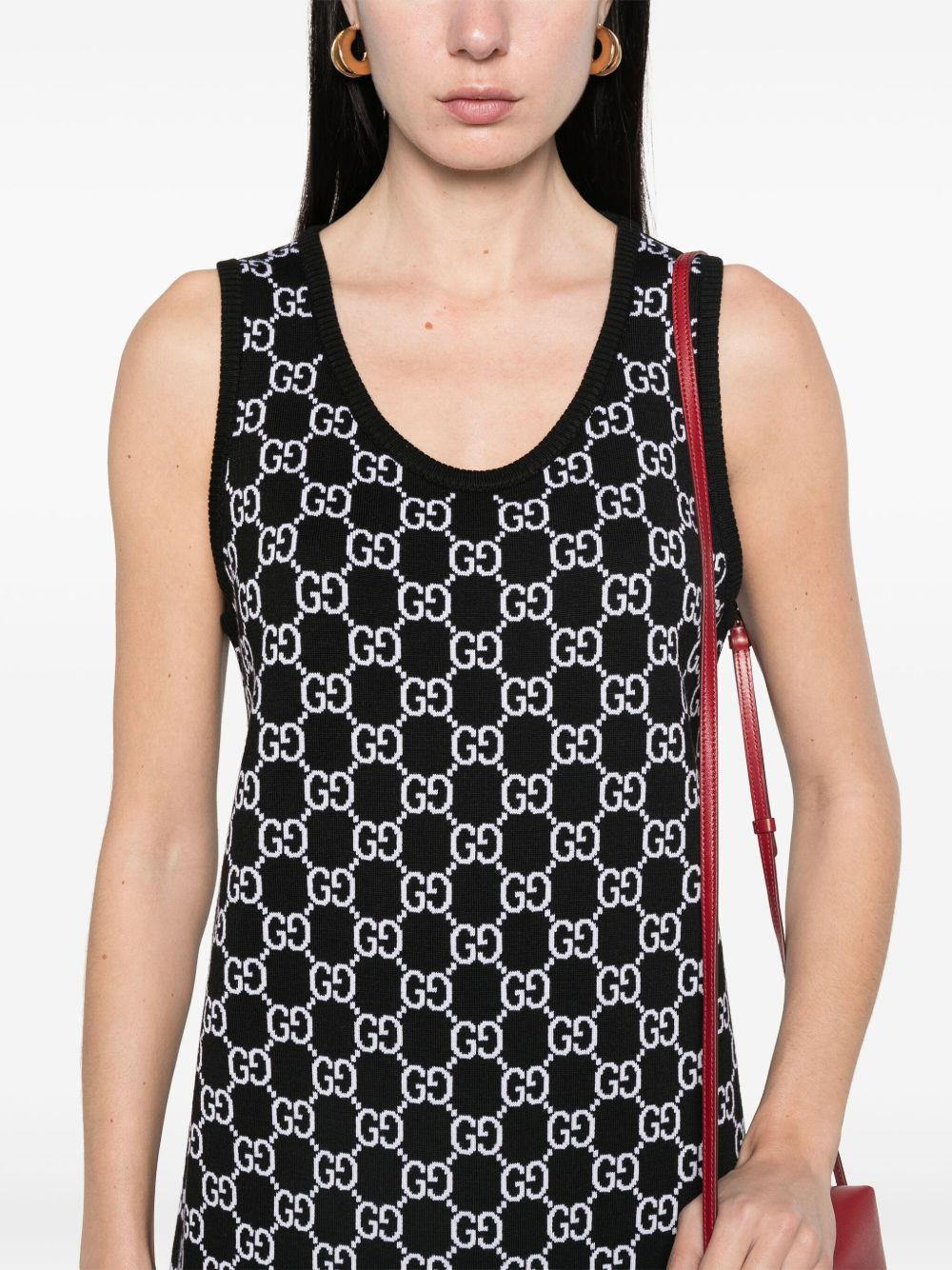GG pattern sleeveless mini dress - 5