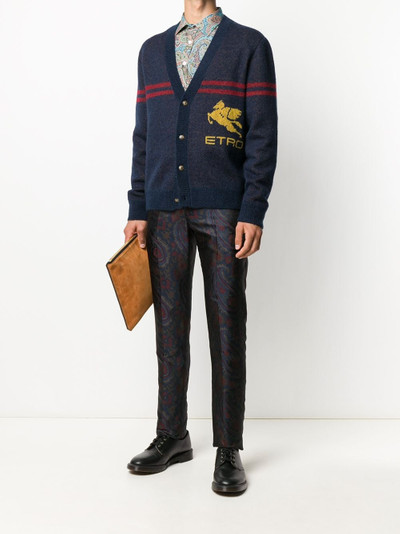 Etro Pegaso intarsia brushed cardigan outlook