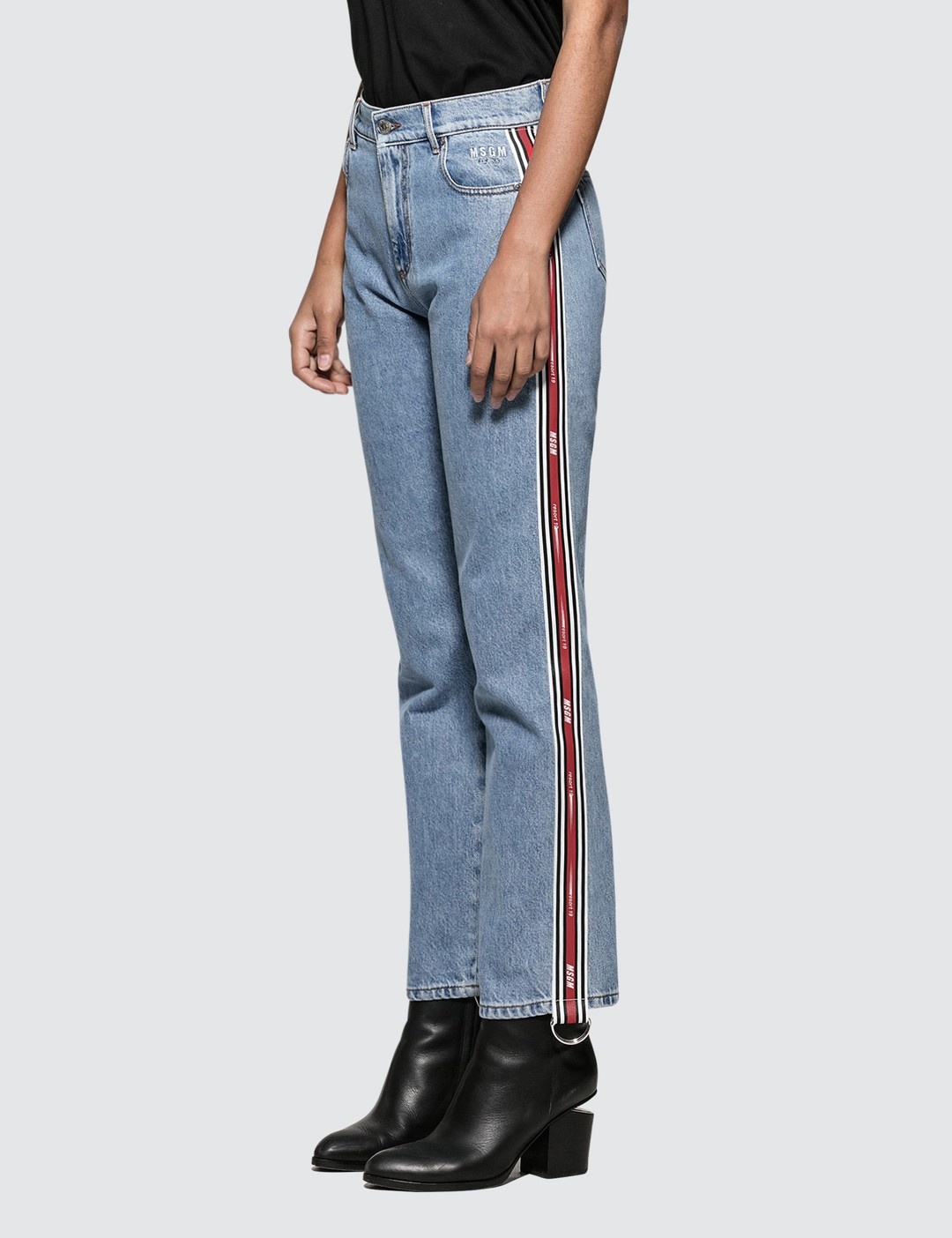 RIBBED MSGM LOGO LIGHT BLUE WASHED JEANS - 2