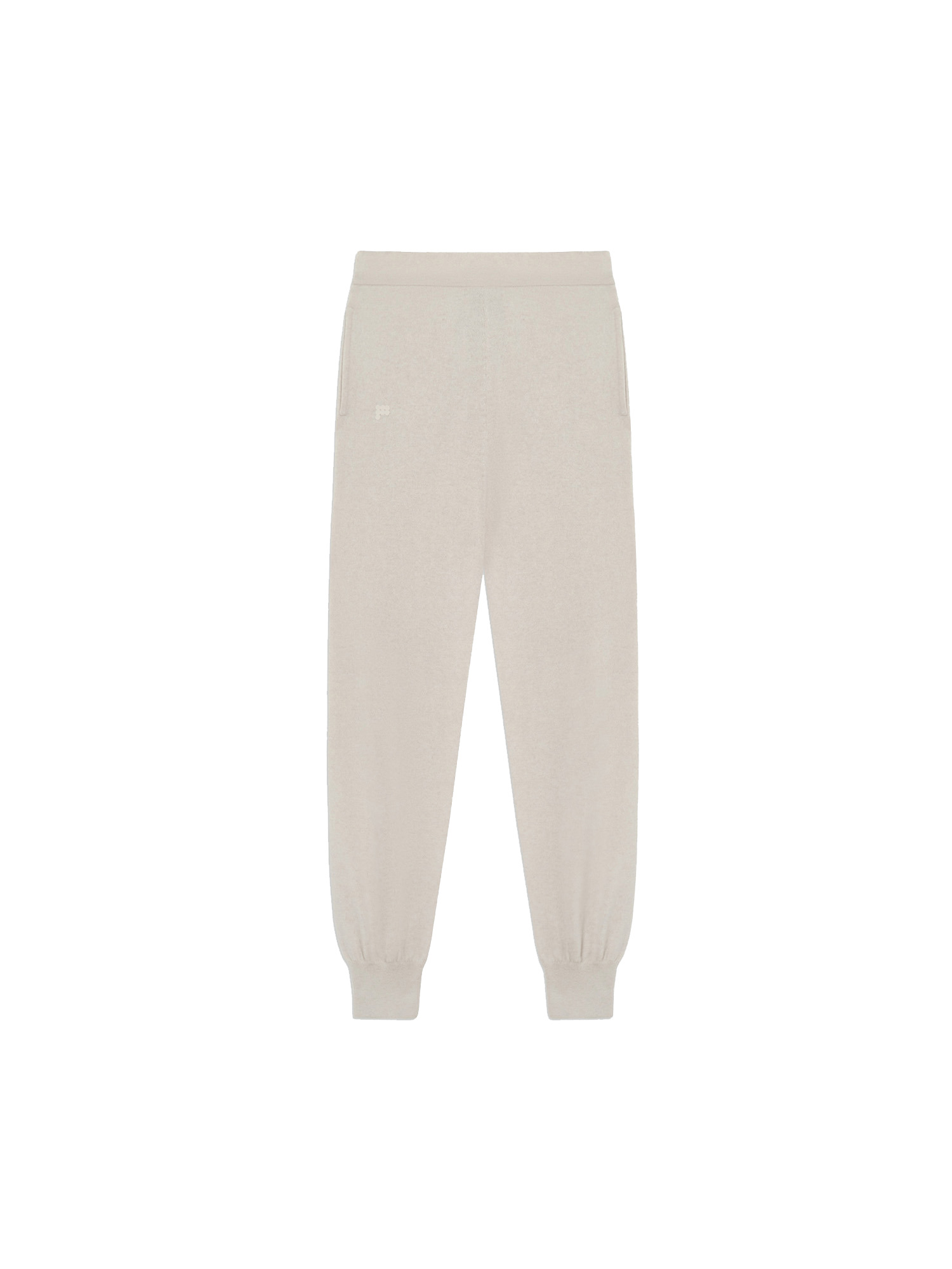 Womens Recycled Cashmere Track Pants - Oatmeal - 1