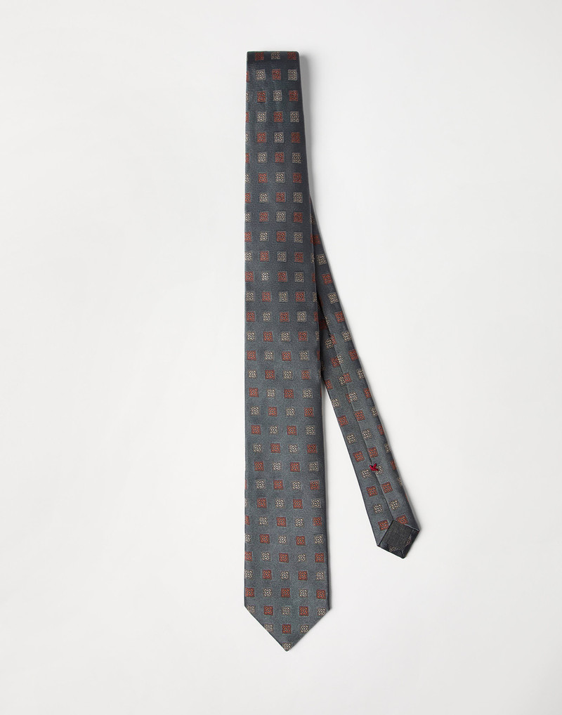 Silk tie with squares pattern 1