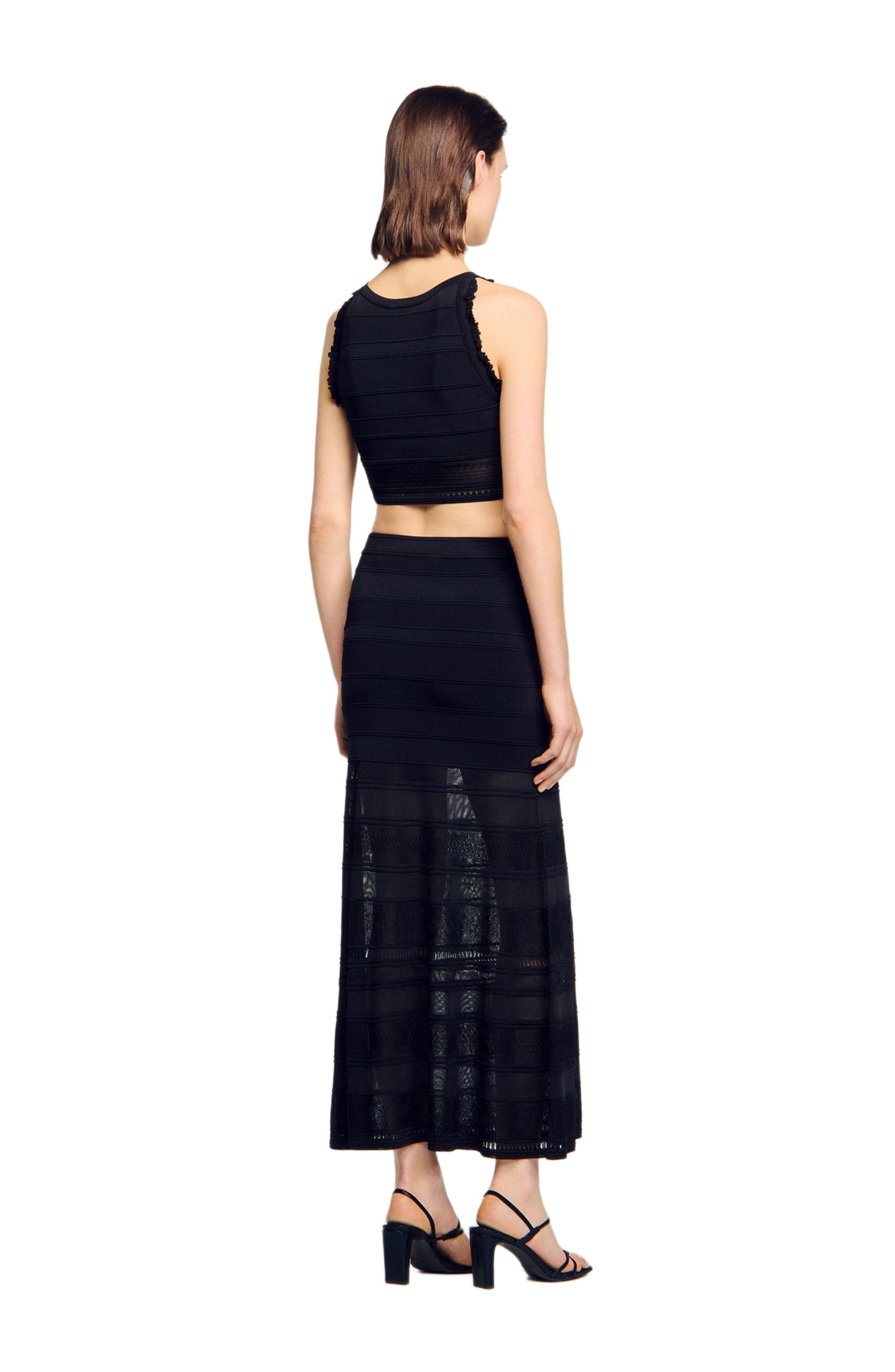 SANDRO Maxi decorative knit skirt in Black at Nordstrom - 2