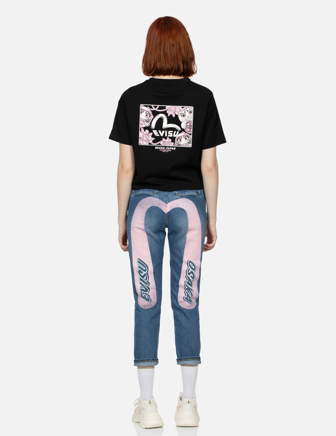 CHERRY BLOSSOM AND FESTIVAL-THEMED DARUMA CROPPED T-SHIRT - 5