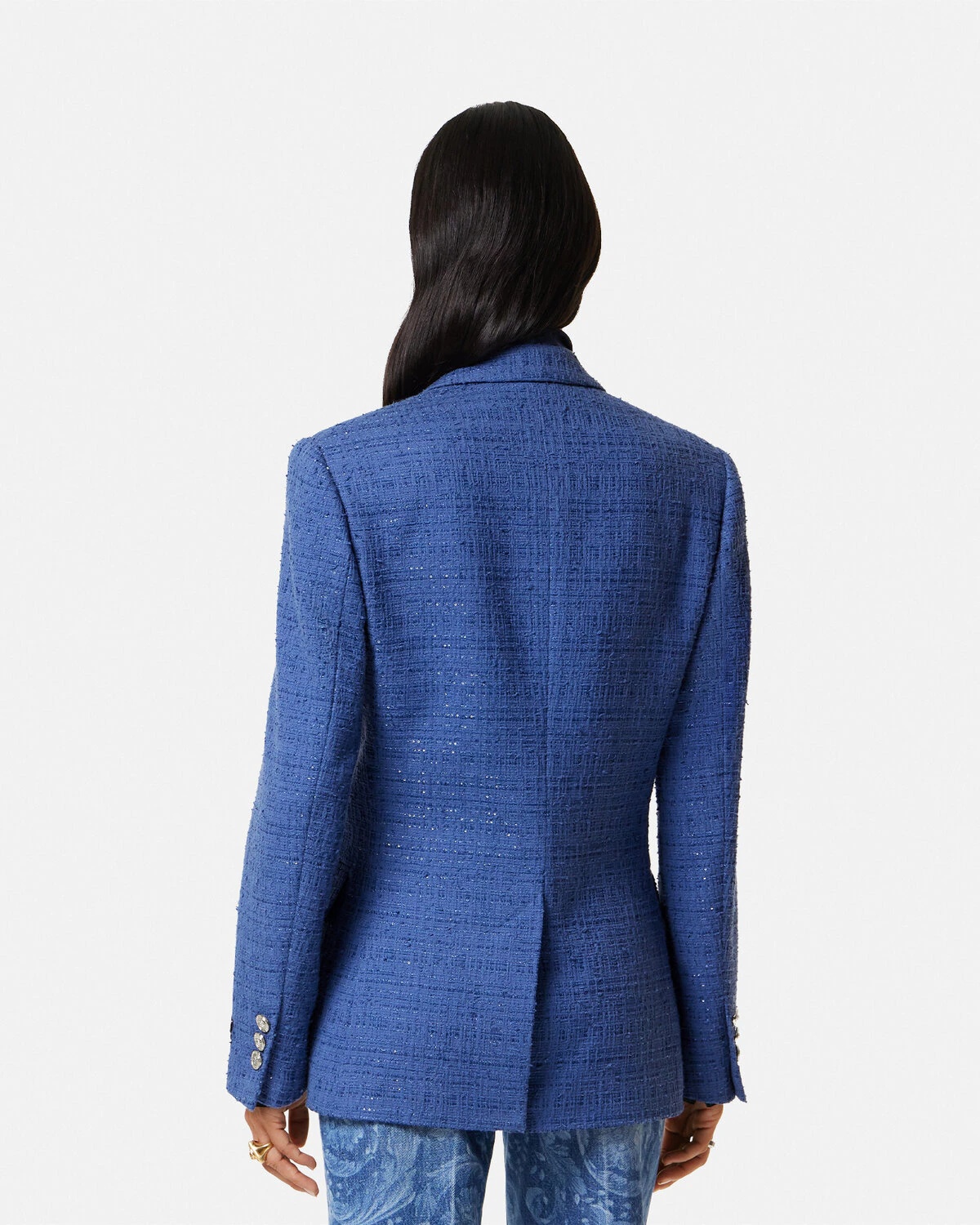 Bouclé Tweed Double-Breasted Blazer - 5