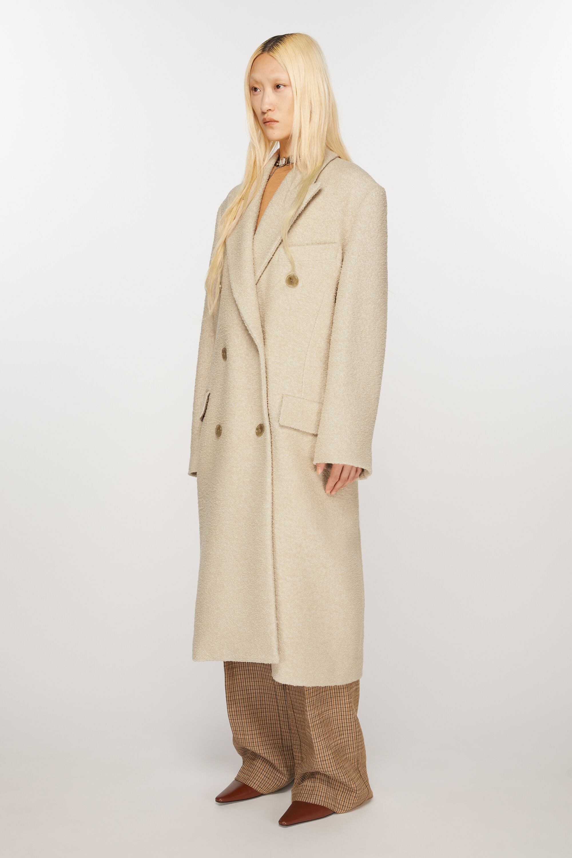 Double-breasted wool coat - Warm white - 3