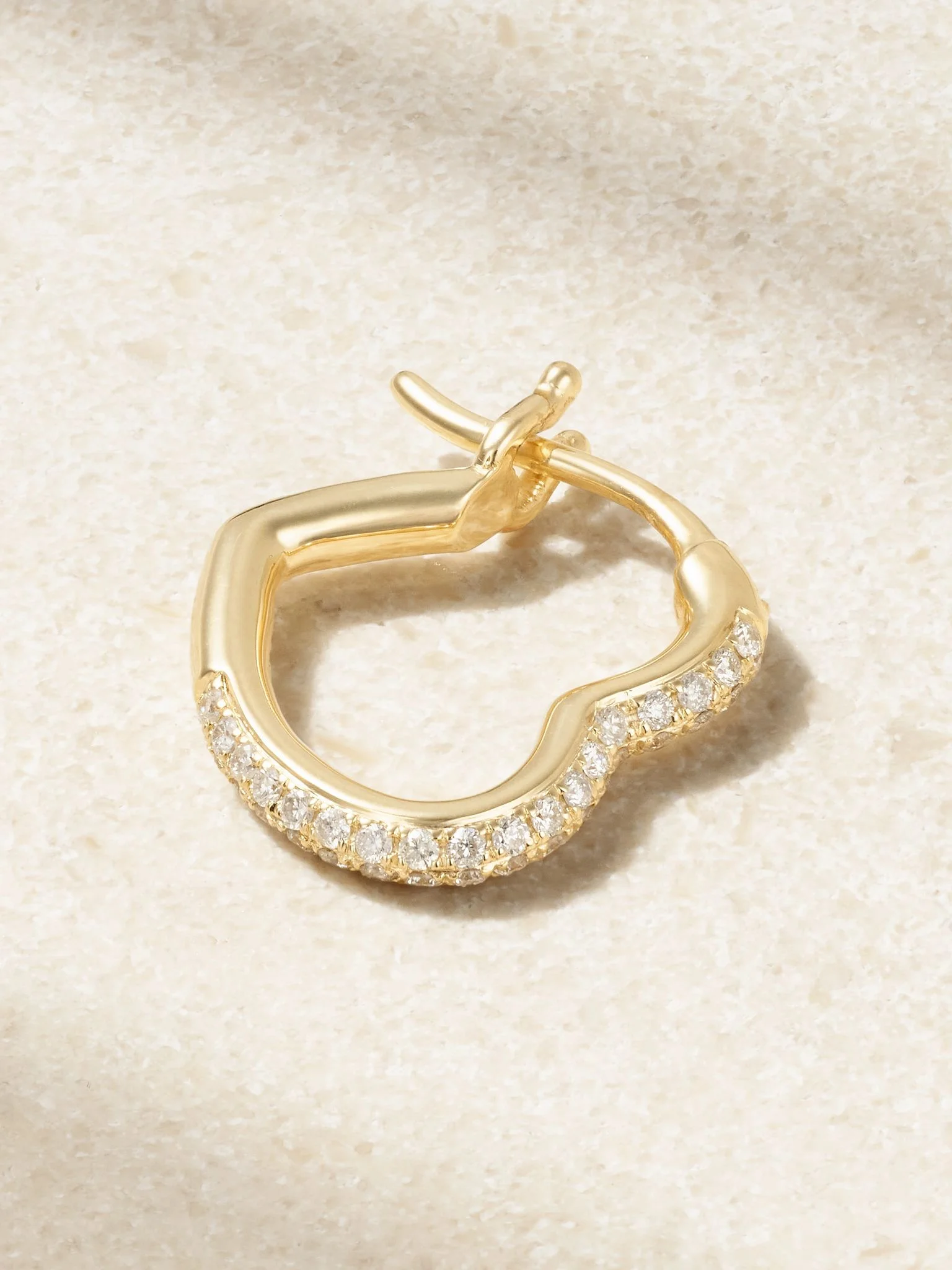 Mini Créole Coeur 9-karat gold diamond single hoop earring Gold - 1