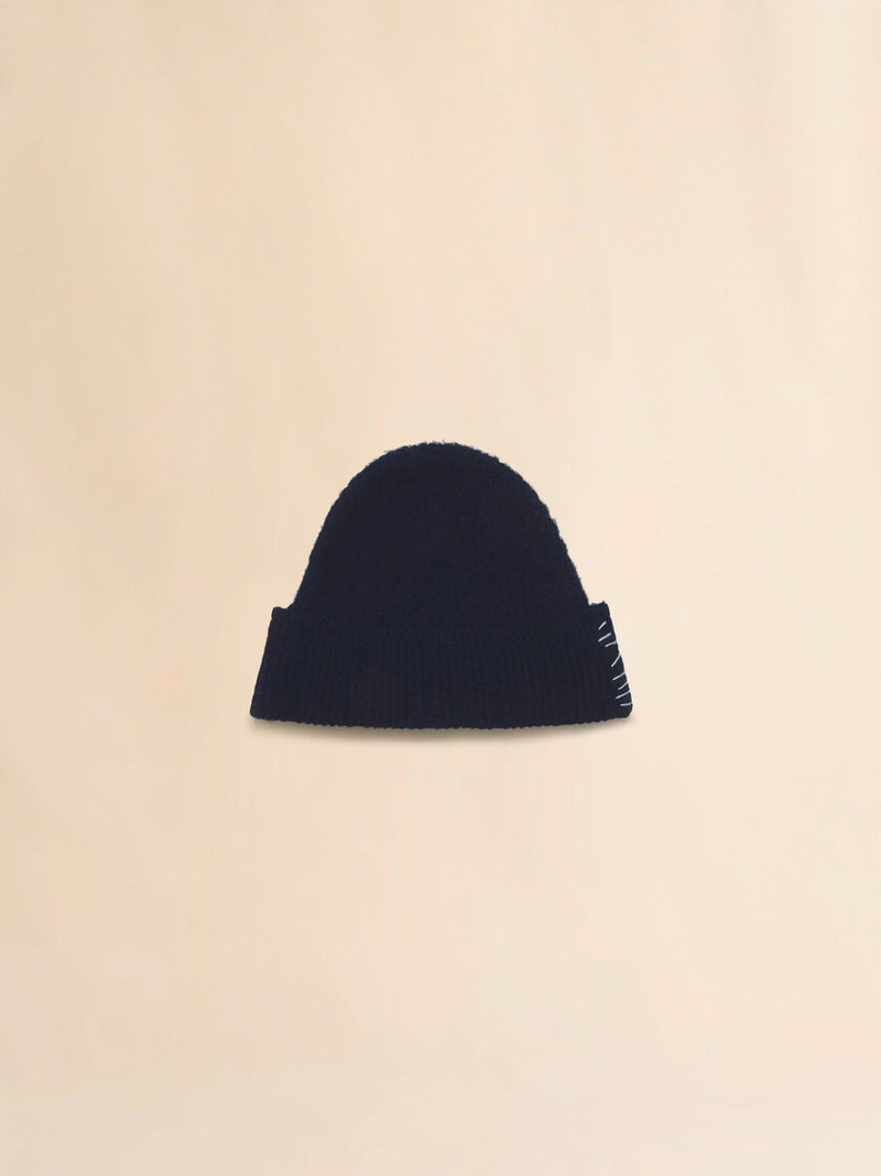 Marni DEEP BLUE WOOL-CASHMERE BEANIE WITH MARNI MENDING outlook