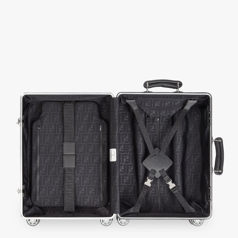 Aluminum trolley case with leather details 3