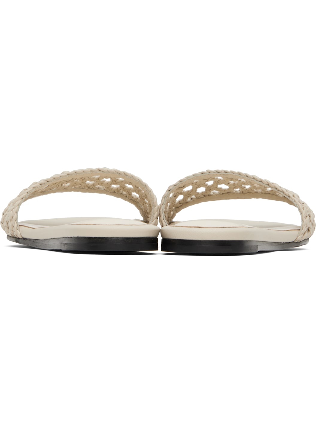 Beige Woven Pool Slides - 2