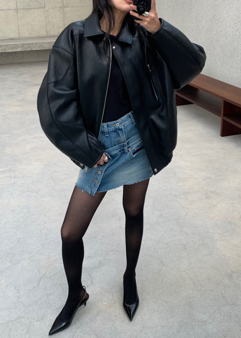 Enora Faux Leather Jacket - Black 8