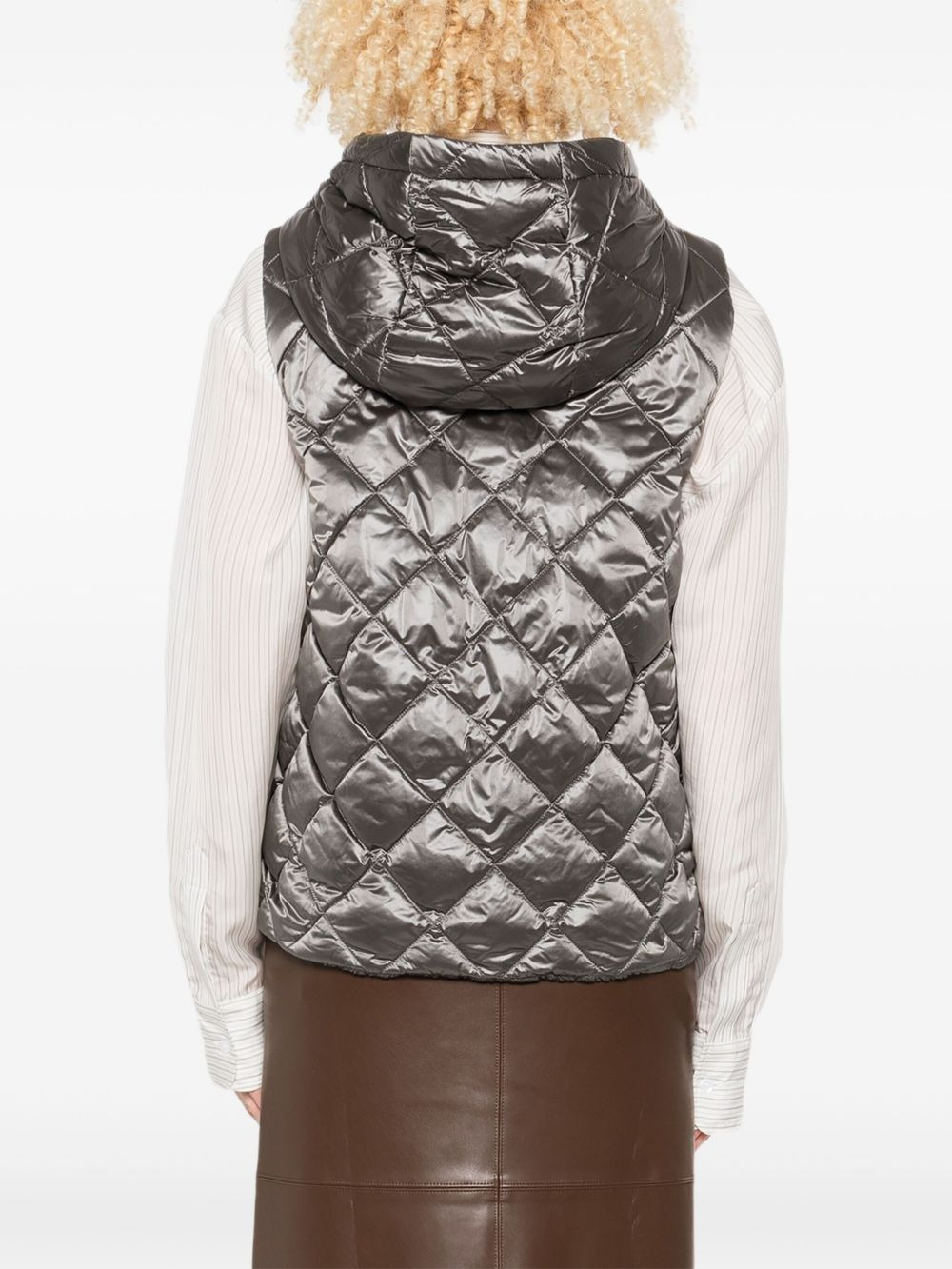 quilted hooded gilet - 4
