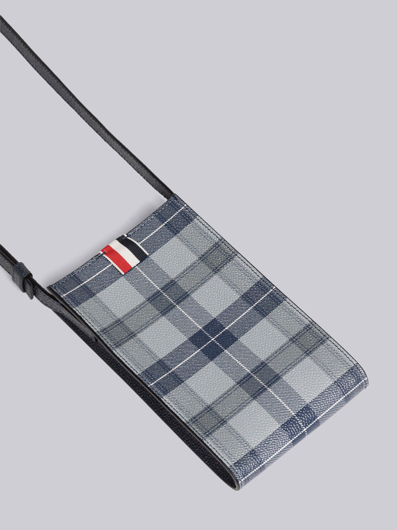 Thom Browne Tartan Pebble Grain Leather Crossbody Phone Holder outlook