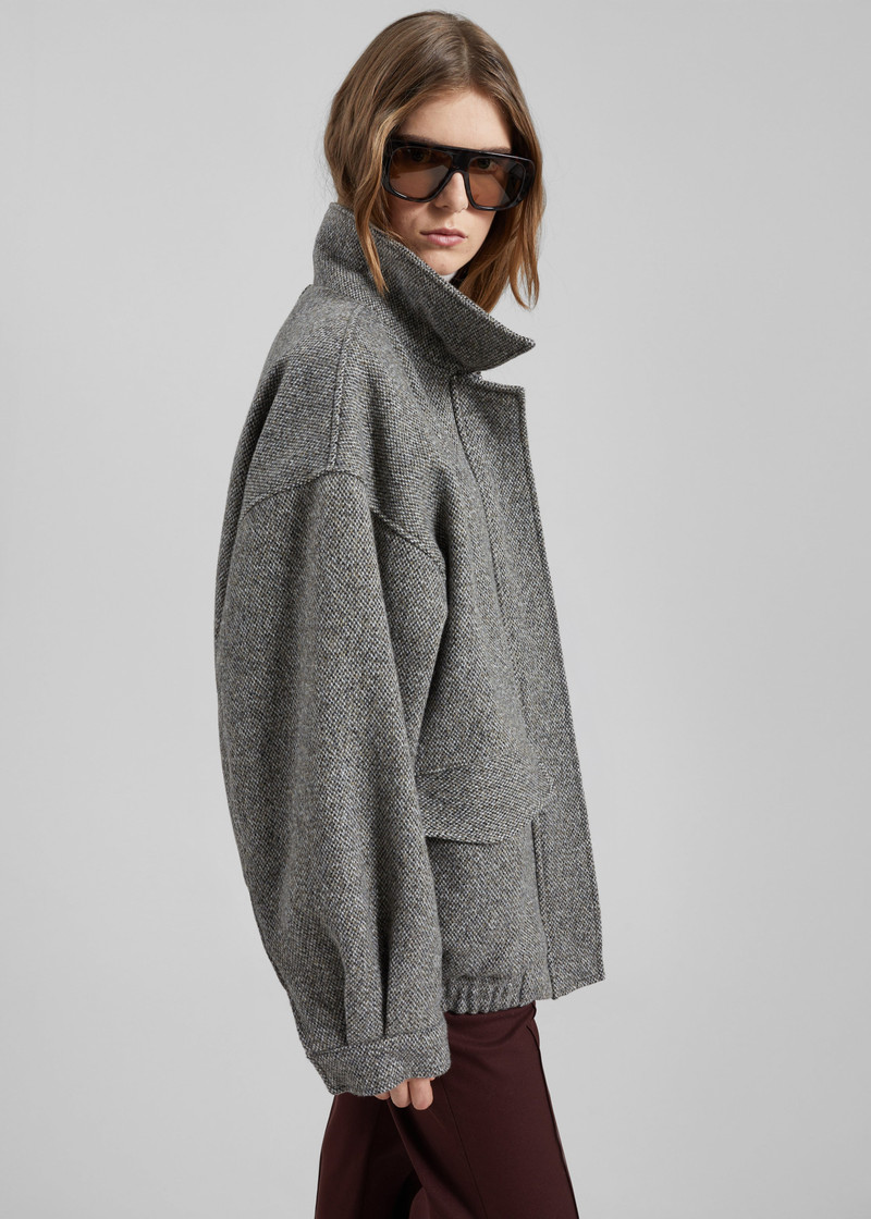 Vanves Wool Blouson Jacket - Grey Melange 4