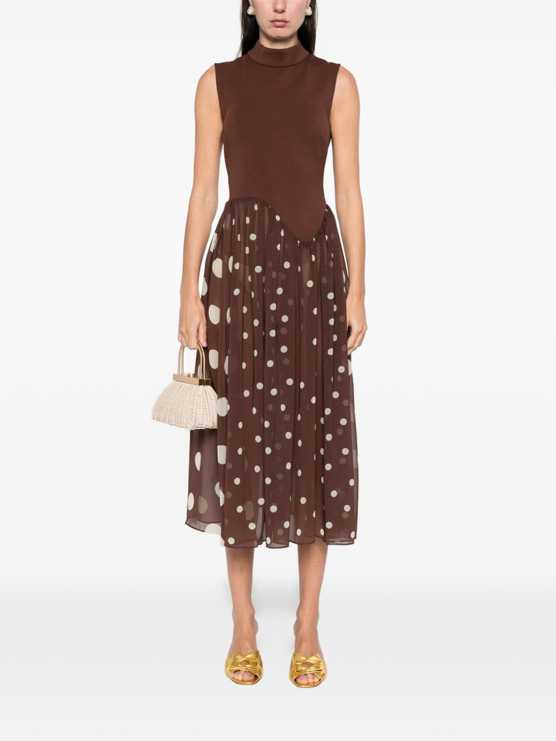 STINE GOYA polka-dot high-neck midi dress outlook