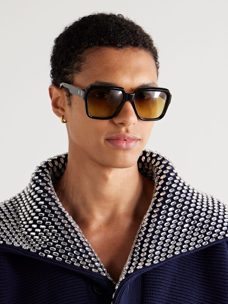 JACQUES MARIE MAGE Alfred D-Frame Acetate Sunglasses Black outlook