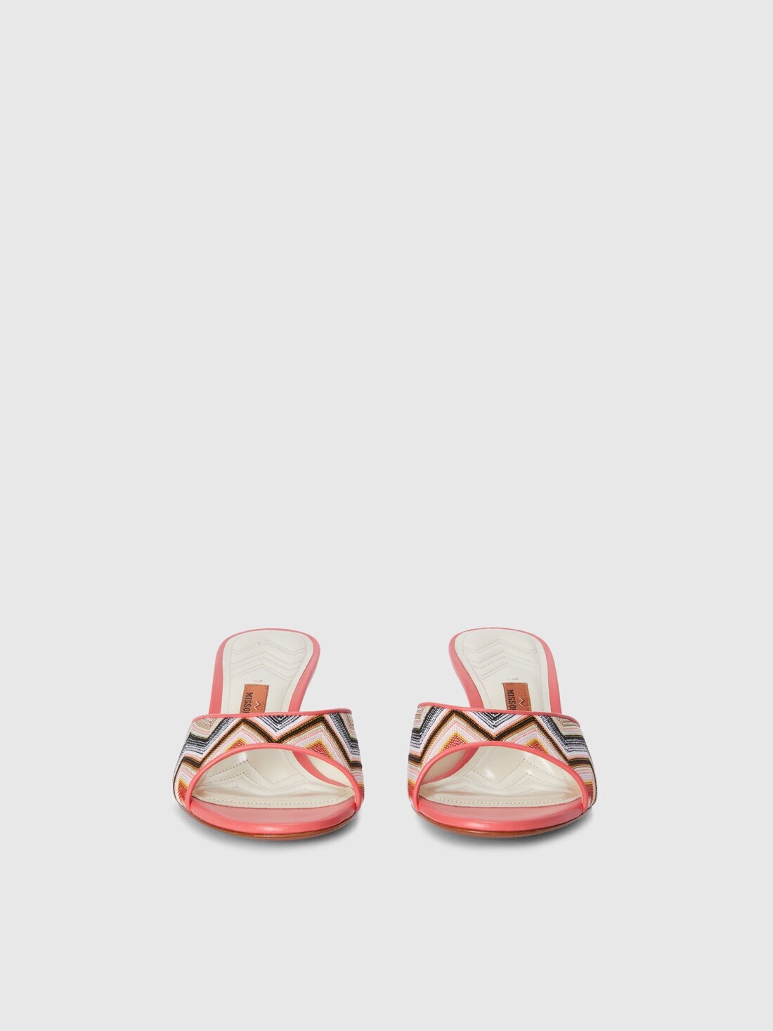 Chevron sandals with heel and leather trims - 3
