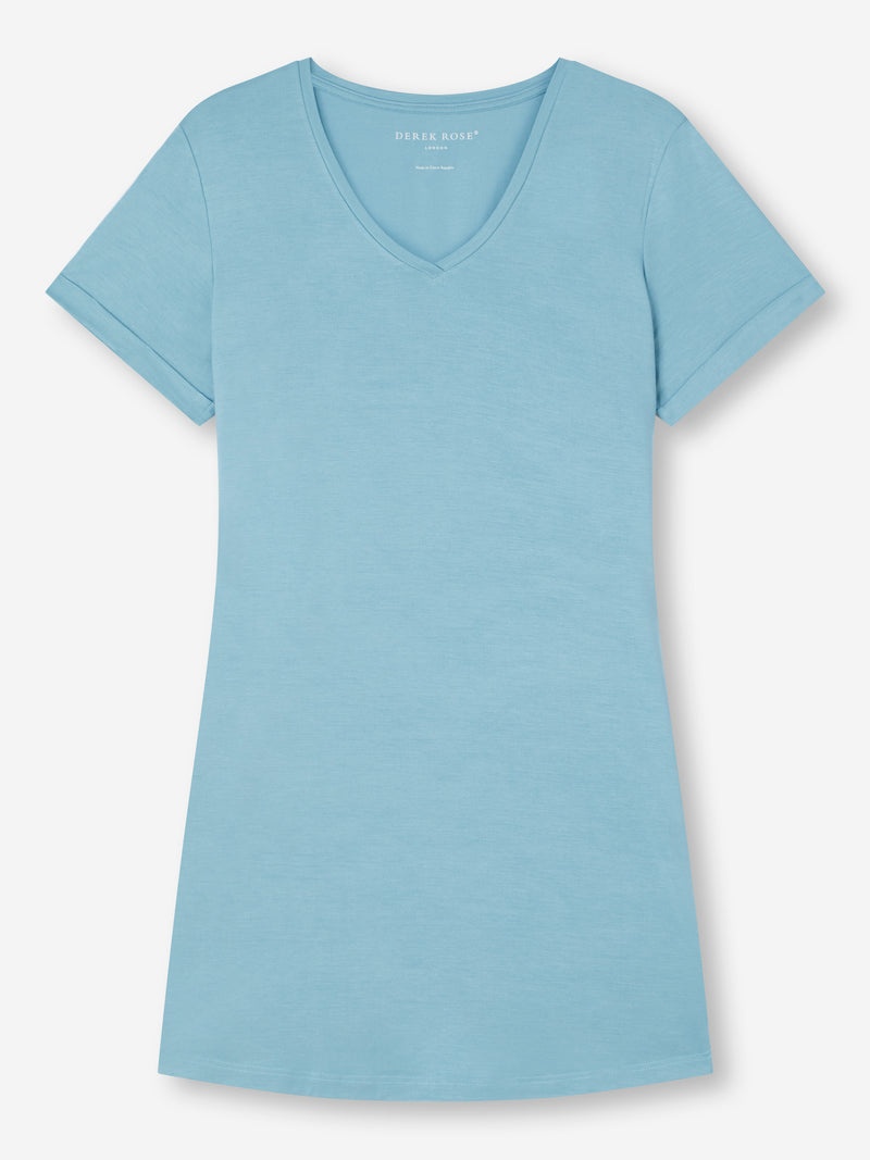 Women's V-Neck Sleep T-Shirt Lara Micro Modal Stretch Soft Aqua - 1