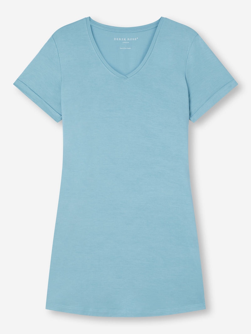 Women's V-Neck Sleep T-Shirt Lara Micro Modal Stretch Soft Aqua - 1