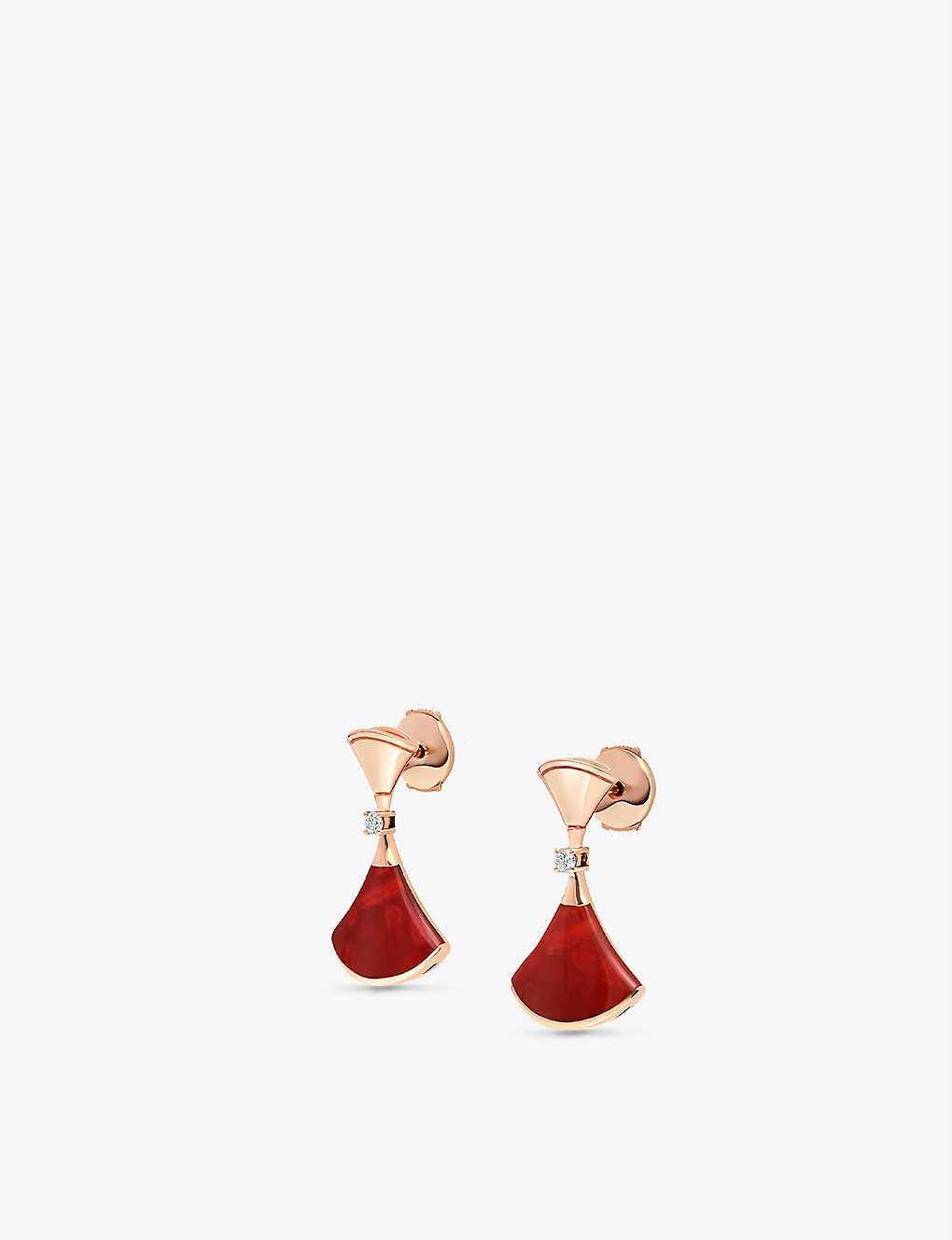 Divas Dream 18ct rose-gold, 0.07ct brilliant-cut diamond and carnelian earrings - 2