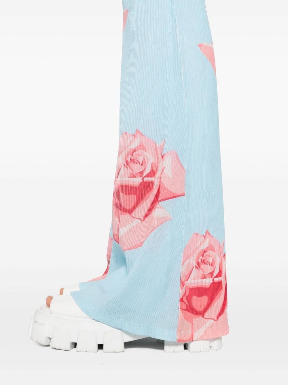 rose-print flared trousers - 5