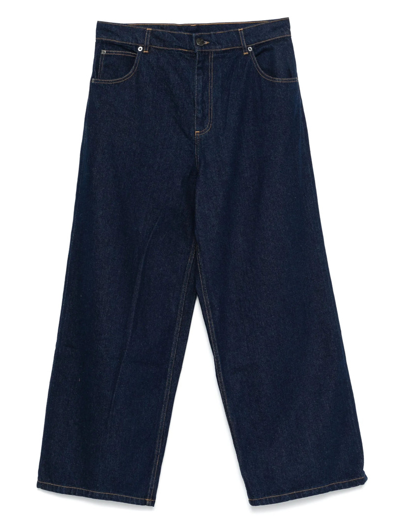 Knitted-patch Wide-leg Jeans 1