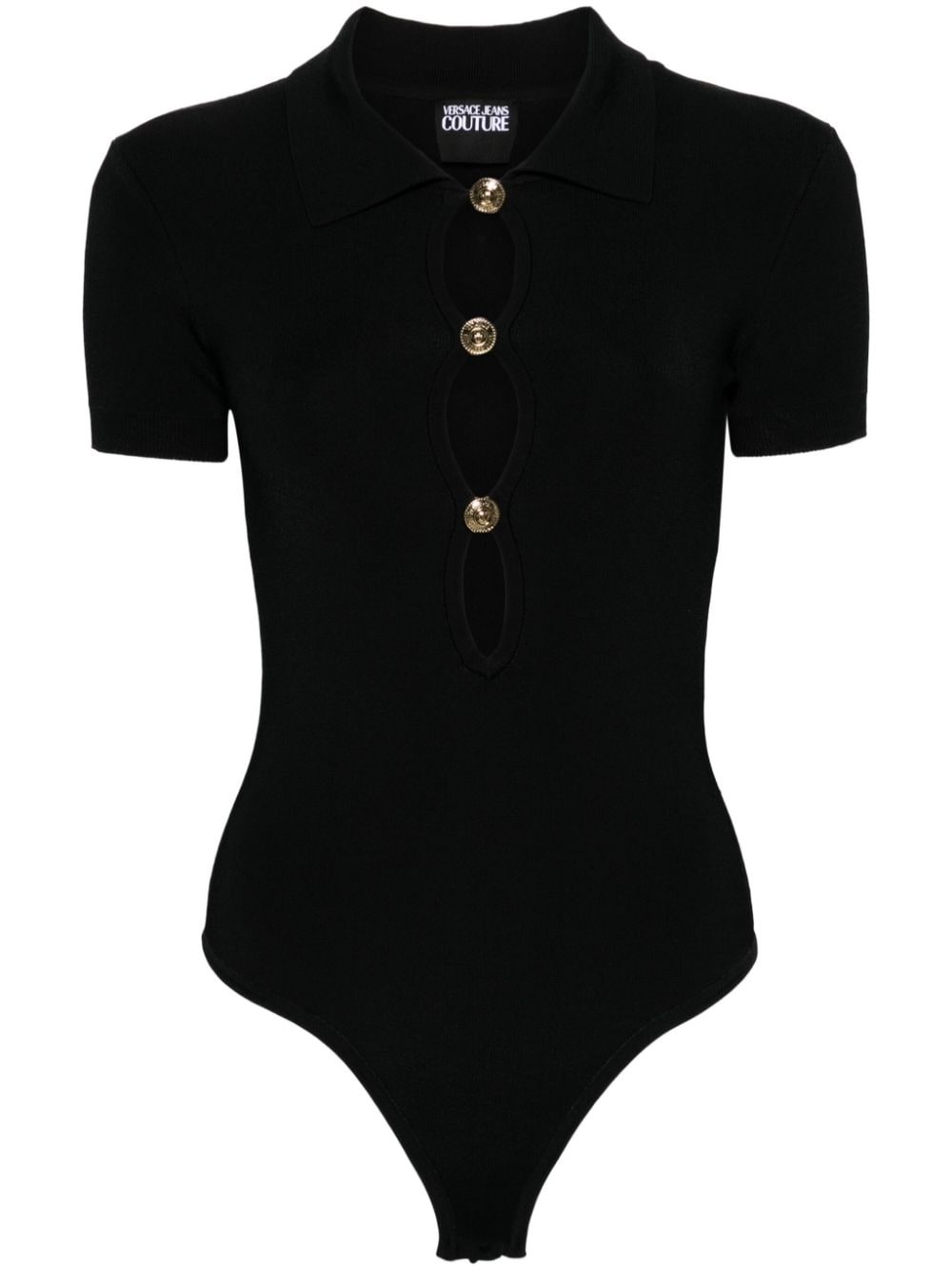 polo-collar knitted bodysuit - 1