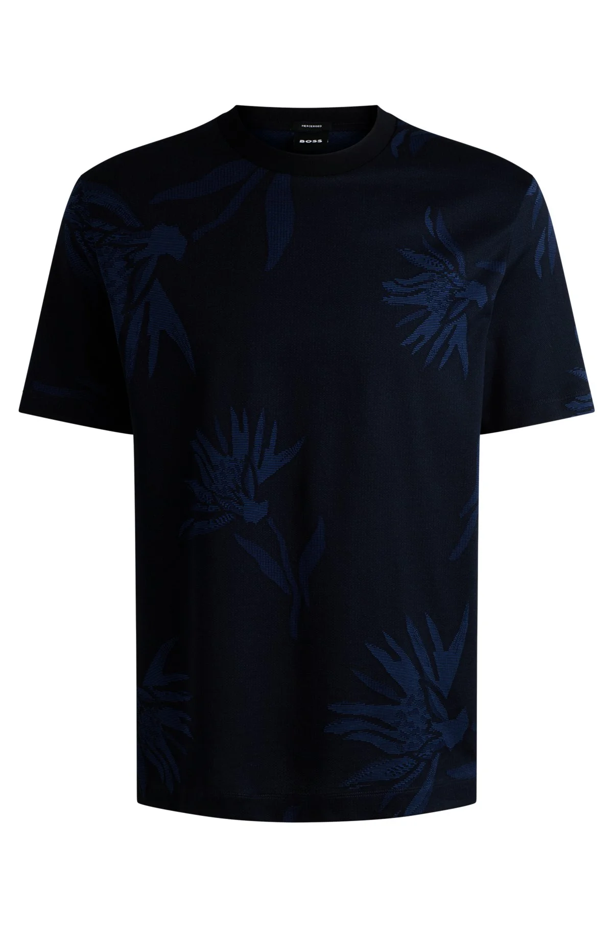 MERCERIZED-COTTON T-SHIRT WITH FLORAL JACQUARD - 1